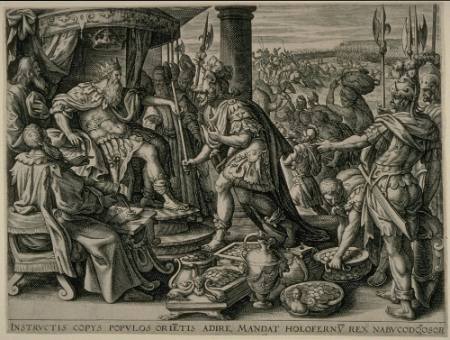 Holofernes Before Nebuchadnezzar, plate 1 from the Story of Judith and Holofernes