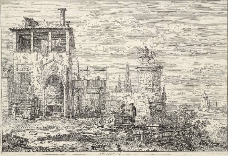 Paysage avec une Statue Équestre (Landscape with Equestrian Statue)