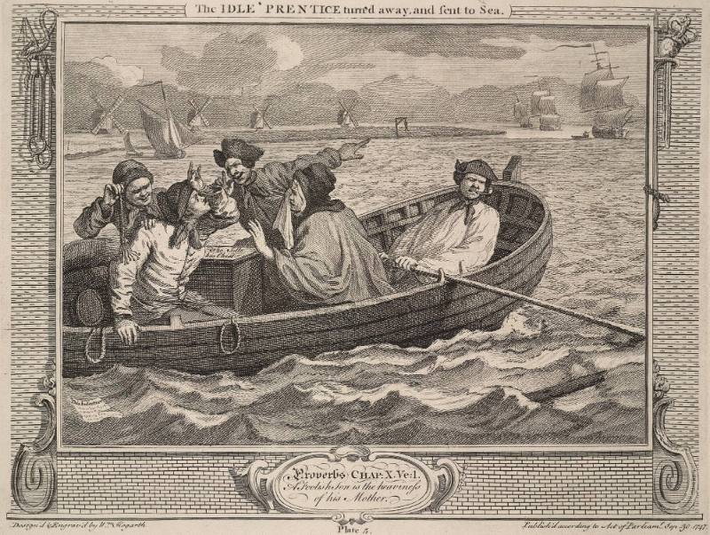 Industry and Idleness: plate 5 The Idle 'prentice Turned away, and Sent to Sea