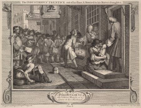 Industry and Idleness: plate 6 The Industrious 'prentice out of his time & Married to his Master's Daughter