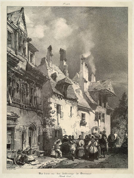 Vue d'Une rue des faubourgs de Besançon [View of a Street in the Outskirts of Besancon]