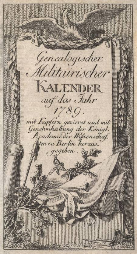 Geneologischer Militairischer Kalender auf das Jahr 1789, Title Page
