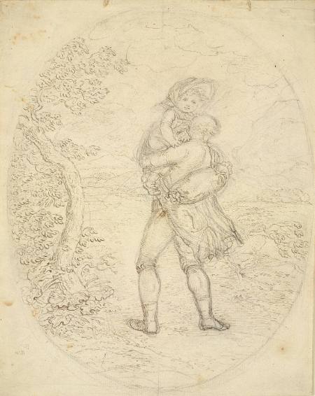 Man and Child in a Storm