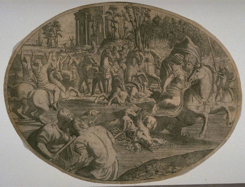 Boar Hunting Scene