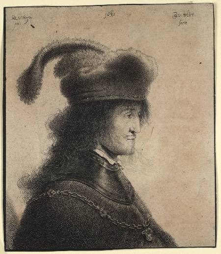 Bust of a Man in a Gorget and Cap with Feather