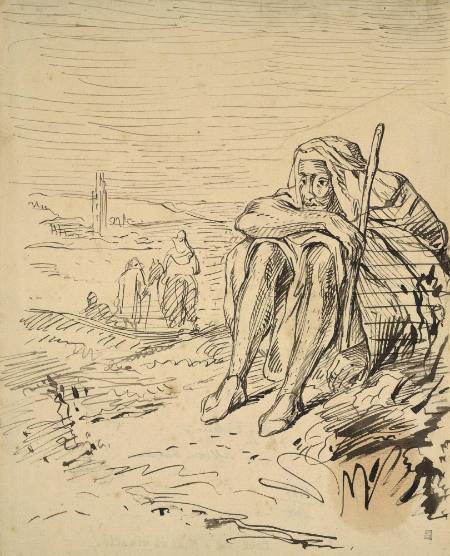 Untitled (Seated Figure [St. Morceau] with a Staff)