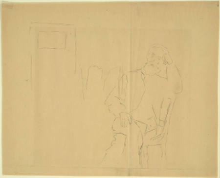 Untitled (Sketch of bearded man in chair)