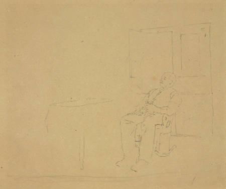 Untitled (Sketch of balding man in rocking chair)