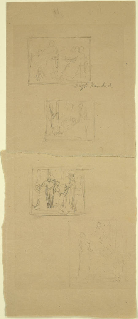 Untitled (Page from a sketchbook, folded to show four sketches)