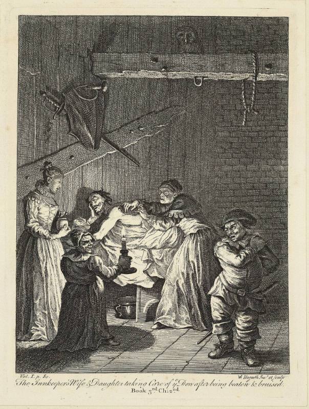 Quixote Cared for by the Innkeeper's Wife and Daughter