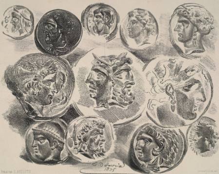 Feuille de douze medailles antiques (Sheet with Twelve Ancient Coins)