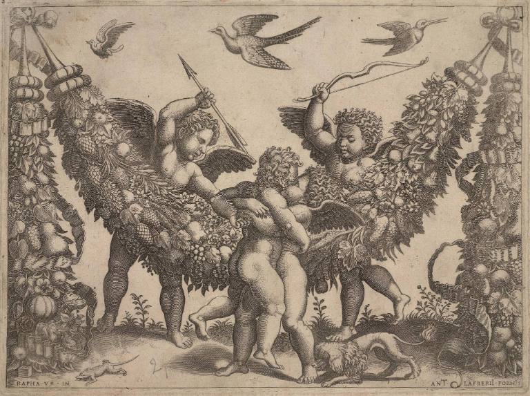 Two Putti Striking Another Who is Squeezing a Child