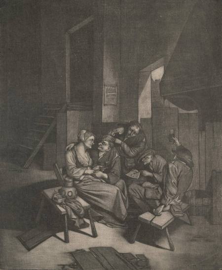 Four Men and a Woman in an Inn