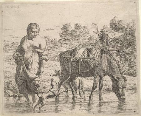 The Country Woman and the Sumpter Crossing a Brook