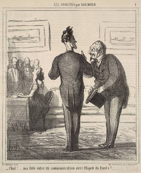 Les Spirites par Daumier ("Chut!...ma fille entre en communication avec l'esprit du Dante!")