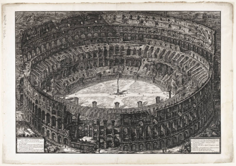 Veduta dell'Anfiteatro Flavio detto il Colosseo (View of the Flavian Amphitheatre known as the Colosseum), from Vedute di Roma disegnate et incise da Giambattista Piranesi Architetto Veneziano