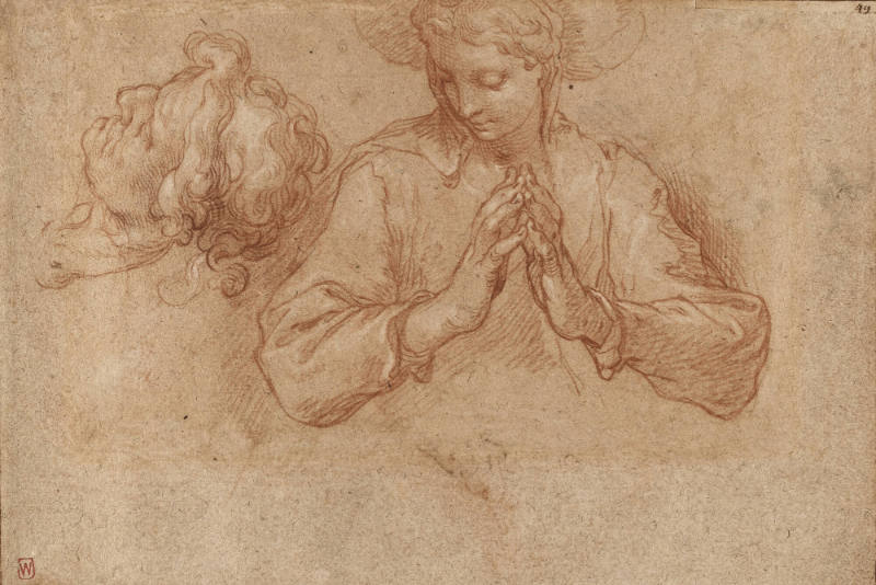 Studies for female saint and male head (recto) and Arm, leg, and hand studies (verso)