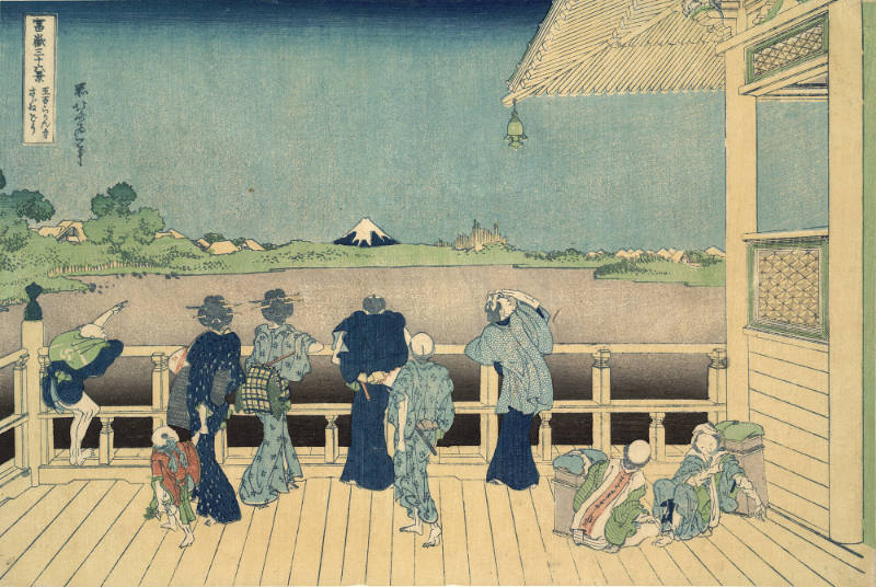 The Sazai Hall of the Temple of Five Hundred Arhats, #7 from the series Thirty-six Views of Mount Fuji