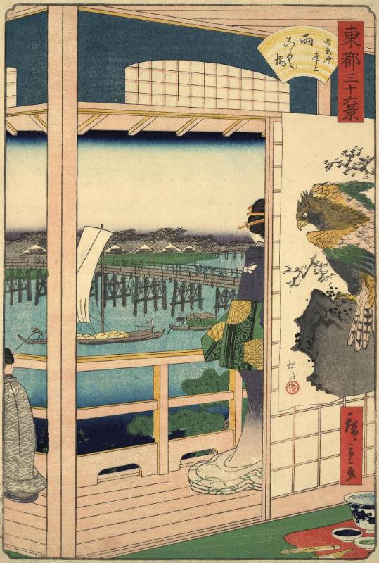 Painting Exhibition at Ryogoku Tea House, from the series Thirty-six Views in the Eastern Capital