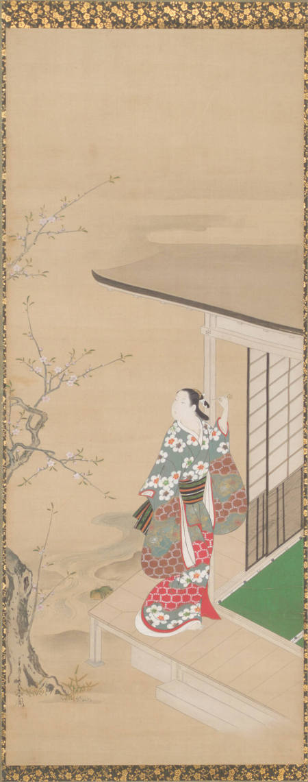 Girl Viewing Peach Blossoms (Also "Courtesan on a Veranda")