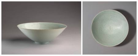 Bowl with design of infants and pomegranates, Qingbai ware