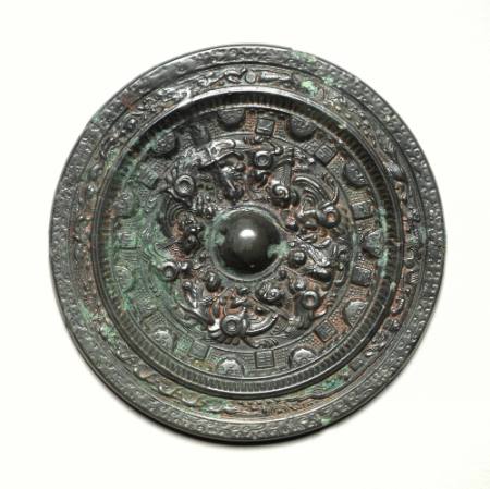 Mirror with design of Daoist immortals and divine beasts