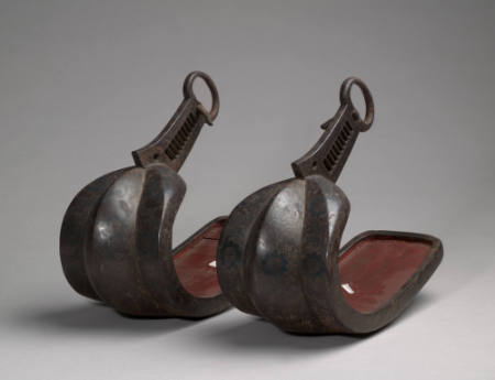 Pair of inlaid iron stirrups
