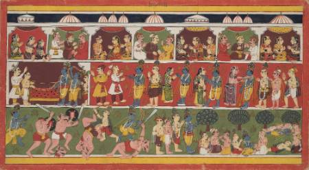 Krishna and Balarama in Mathura, illustrations to the Bhagavata Purana
