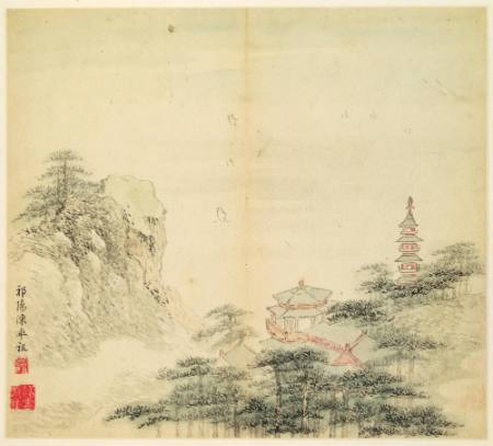 Mountain landscape with temple