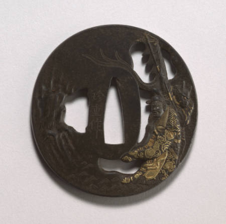 Tsuba with design of Daoist master Guo Pu and a demon attendant