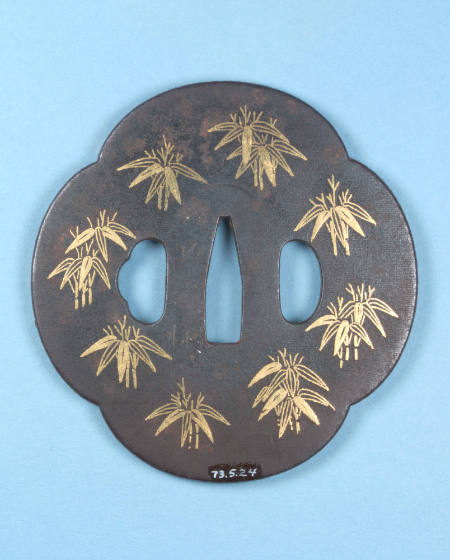 Four-lobed Tsuba with design of bamboo plants