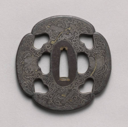 Four-Lobed tsuba (mokko-shape) with boar's eyes