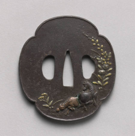 Four-Lobed tsuba with design of two horses