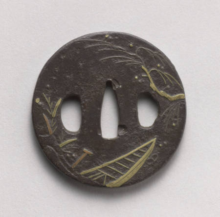 Tsuba with willow and boat