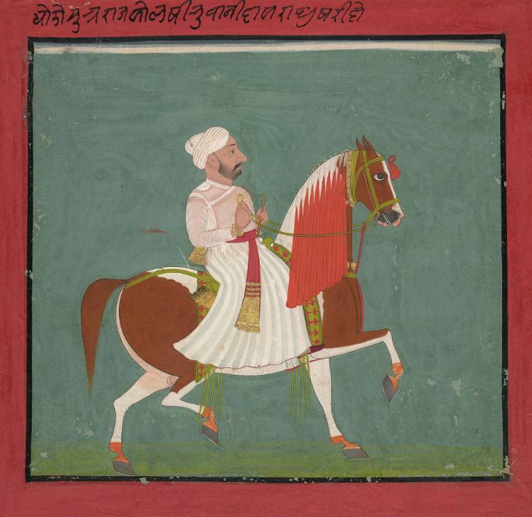 Bahwani Das Rides the Horse Sugaraj - Page from a series of horse portraits
