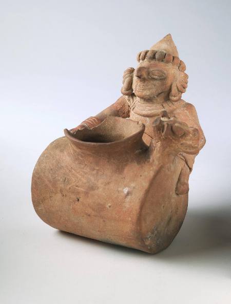 Drum Effigy Vessel with Human Figure