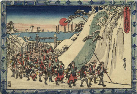 47 Ronin in march toward Moronao's mansion  Illustration to Act XI of Chushingura