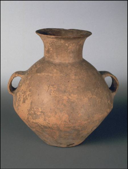 Small burial jar with two loop handles