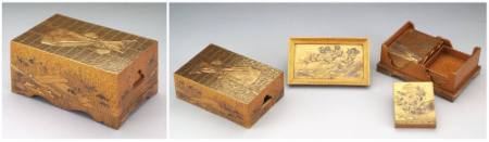 Miniature box with tray and two contained boxes