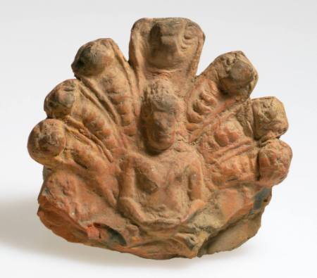 Small plaque depicting Buddha seated under Naga