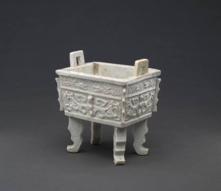 Censer in the form of a fangding with taotie design, Dehua ware