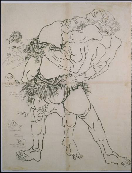 Two wrestlers with details on left side