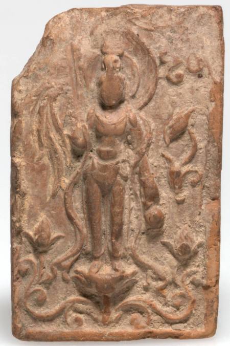 Small votive tablet showing Guanyin with a vase