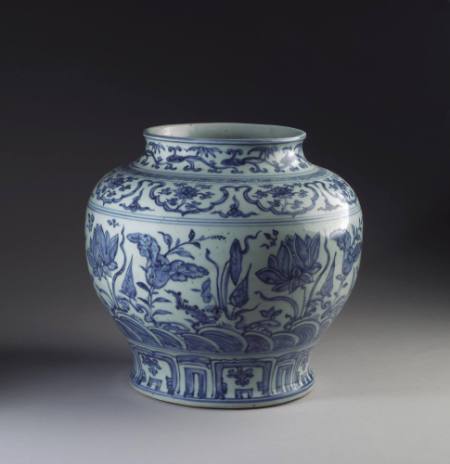 Jar with lotus design
