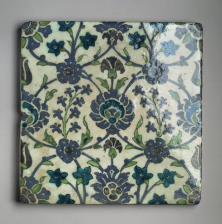 Large square tile with floral motifs