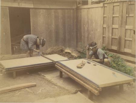 [Making tatami mats]