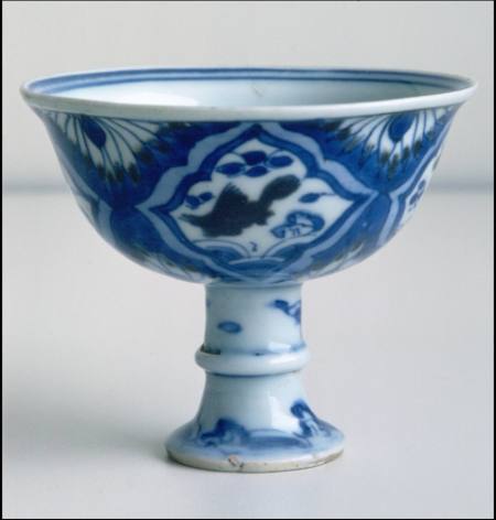 Stem cup with design of carp