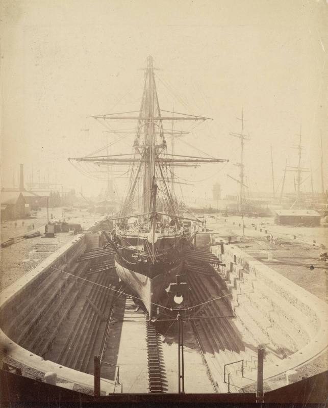 H.M.S. Boadicea in dock, Cape Town