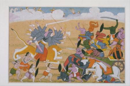 The Devi, as Ambika, Attacks an Army of Demons, ca. 1760