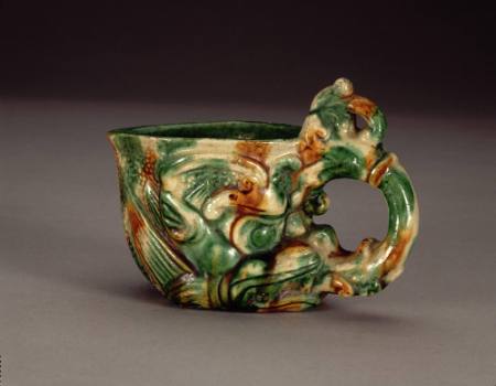 Rhyton-shaped cup, sancai (three-color) ware